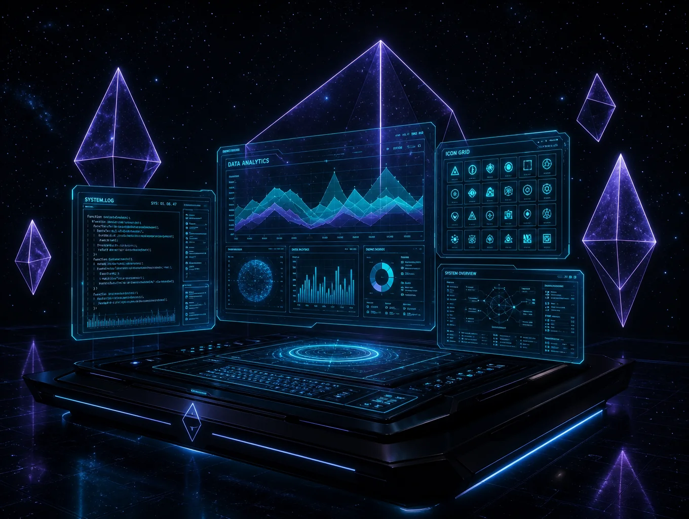 Futuristic data interface showing player statistics